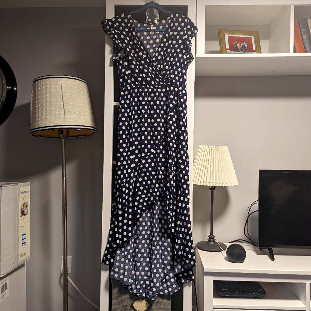 Navy Blue Polka Dot Dress